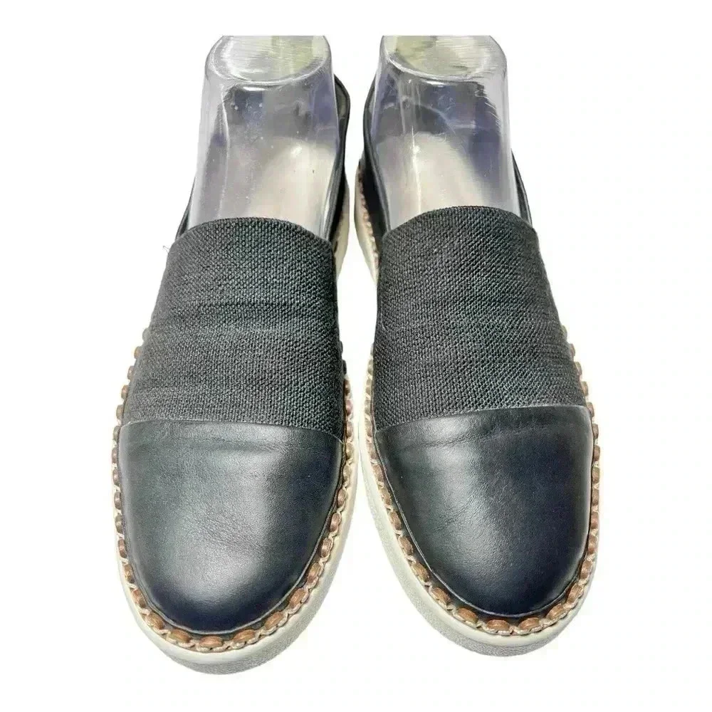 Via Spiga Women’s Ora Slip On Platform Sneakers BLK and White Size 8.5 Preowned